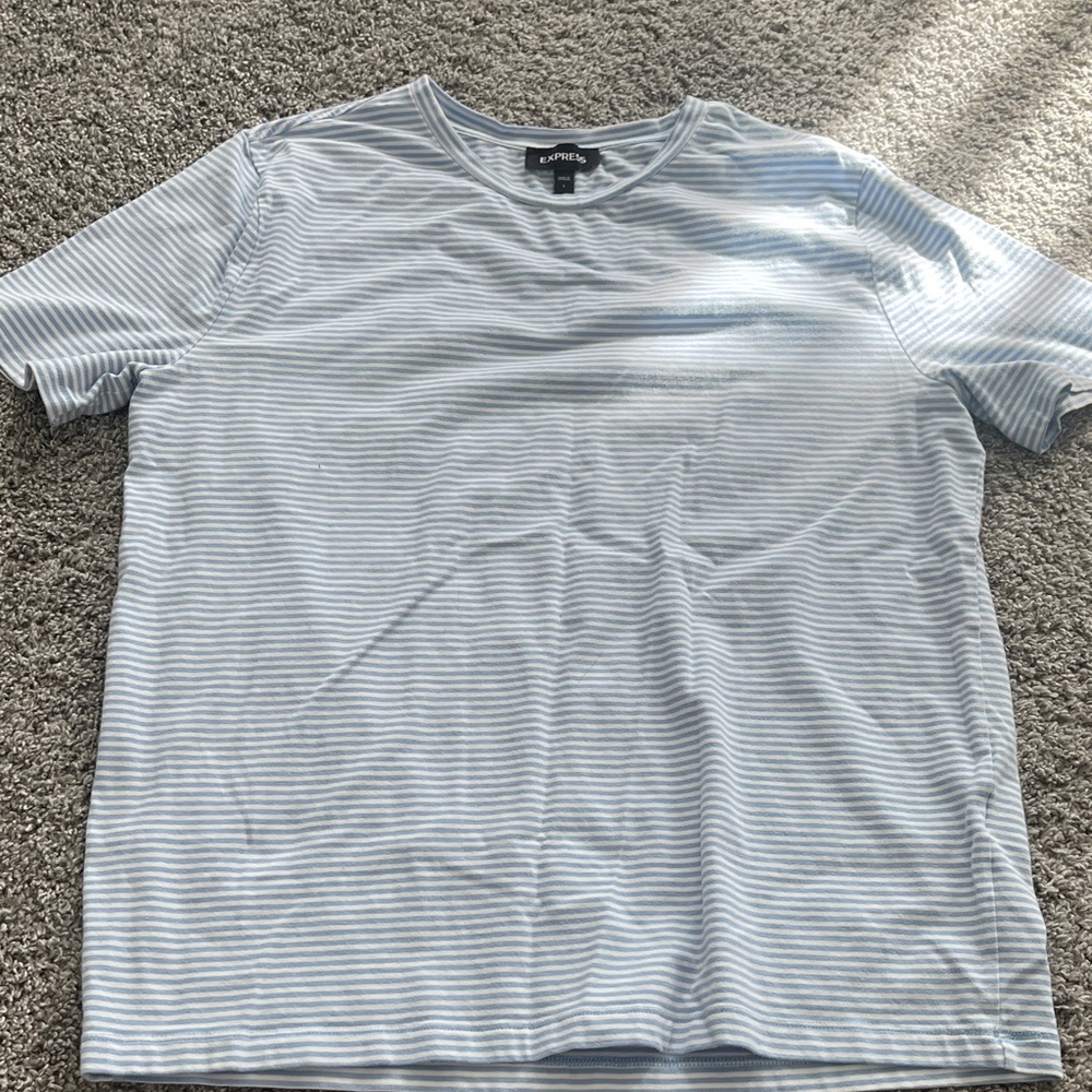 Express Light Blue Striped Tee